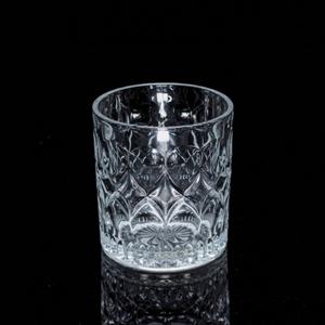 Engraved glass tumbler, 85mm dia.x 93mm h