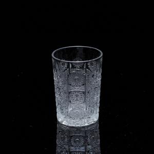 Engraved glass tumbler, 69mm dia.x 96mm h