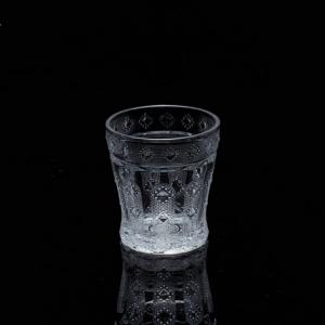 Engraved glass tumbler, 83mm dia.x 90mm h
