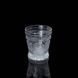 Engraved glass tumbler, 83mm dia.x 90mm h