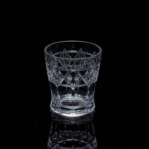 Engraved glass tumbler, 83mm dia.x 90mm h