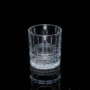 Engraved glass tumbler, 74mm dia.x 82mm h