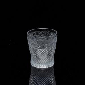 Engraved glass tumbler, 83mm dia.x 90mm h