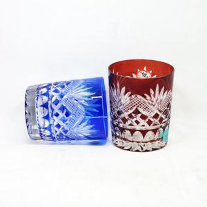 Engraved glass tumbler, 70mm dia.x 95mm h