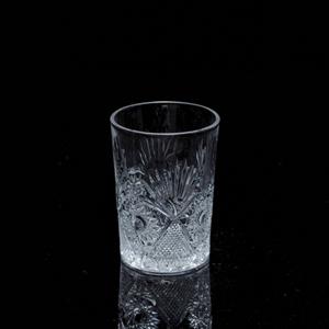 Engraved glass tumbler, 69mm dia.x 96mm h