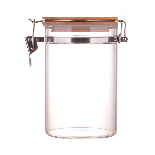 1280ml Clip Top Wooden Lid Glass Jar