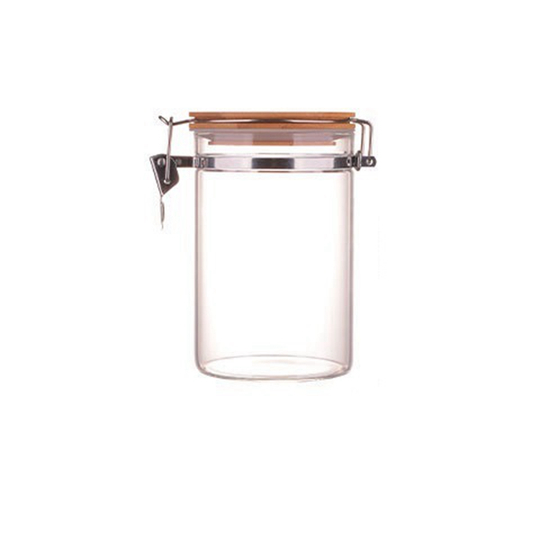 900ml Clip Top Wooden Lid Glass Jar